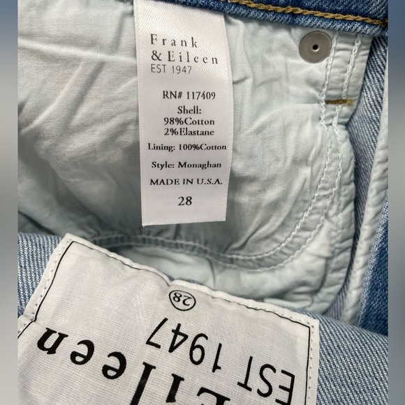 NEW Frank & Eileen MONAGHAN Straight Leg Jeans 1990 Wash 28 Italian Denim G12 - Picture 10 of 11